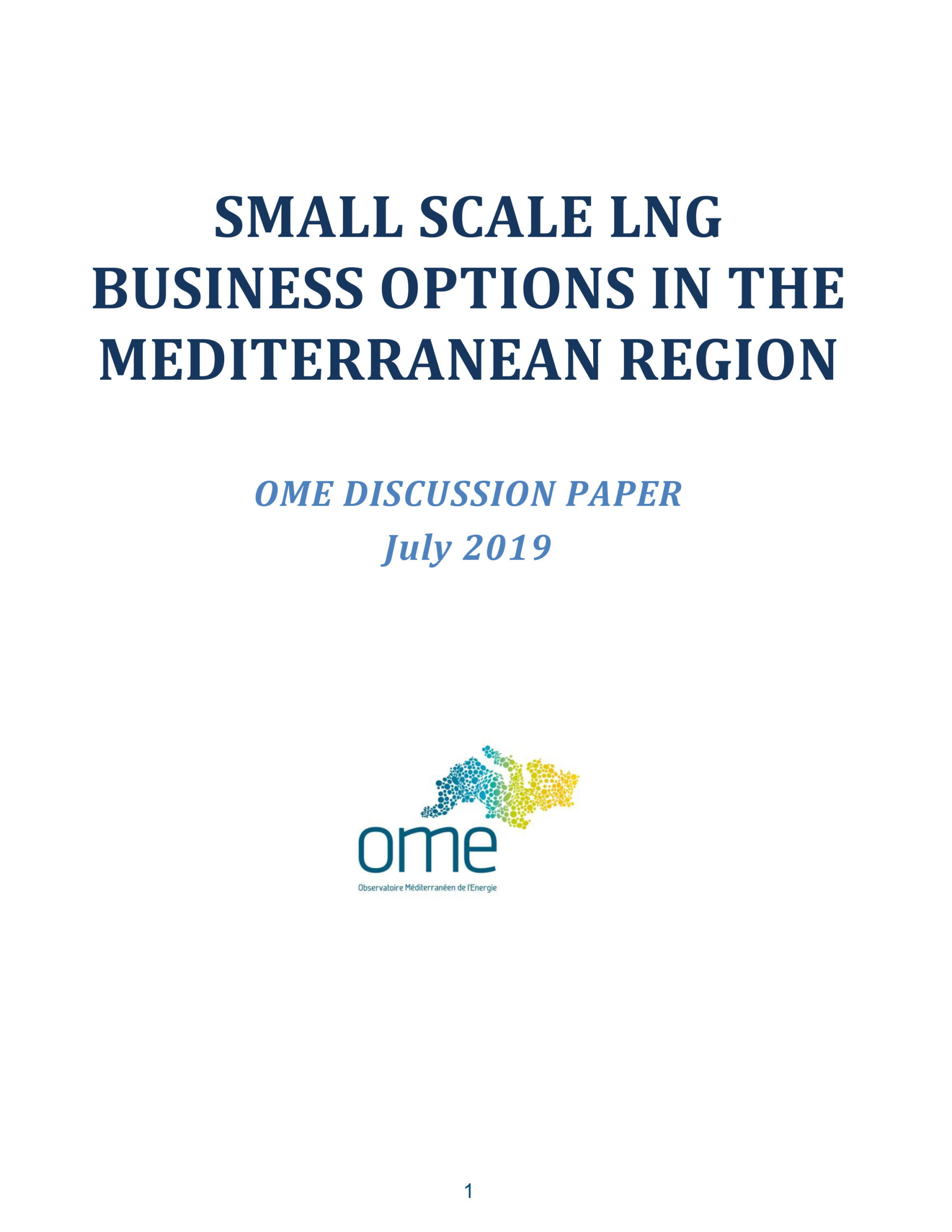 Small Scale LNG Business Options in the Mediterranean Region, July 2019